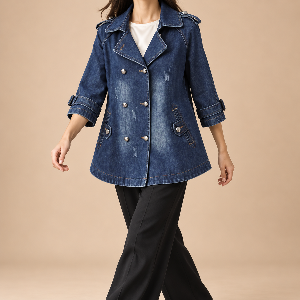 Denim Cape Coat