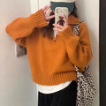 Quarter Zip Sweater Pullover Women Cozy Knitted Long Sleeve Sailor-Collar Plain Jumper Classic Basic Autumn Winter 2026