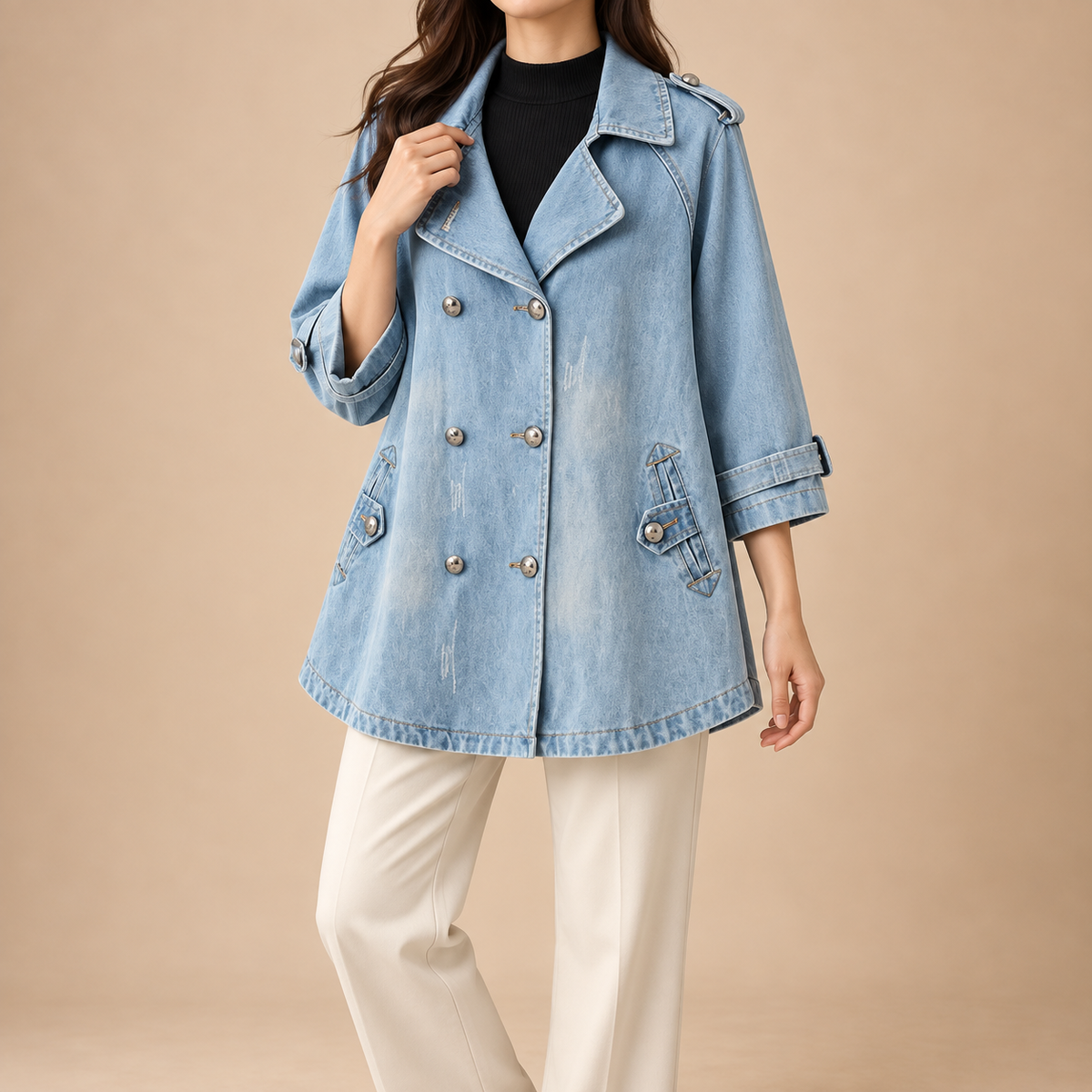 Denim Cape Coat